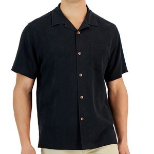 Vintage Tommy Bahama Black Camp Collar Short-Sleeve Button-Up Hawaiian Shirt